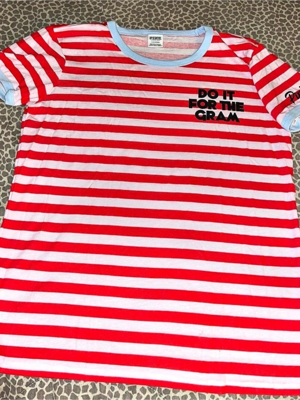 Vintage Victoria Secret PINK Striped Matching Set in Red and Gray L